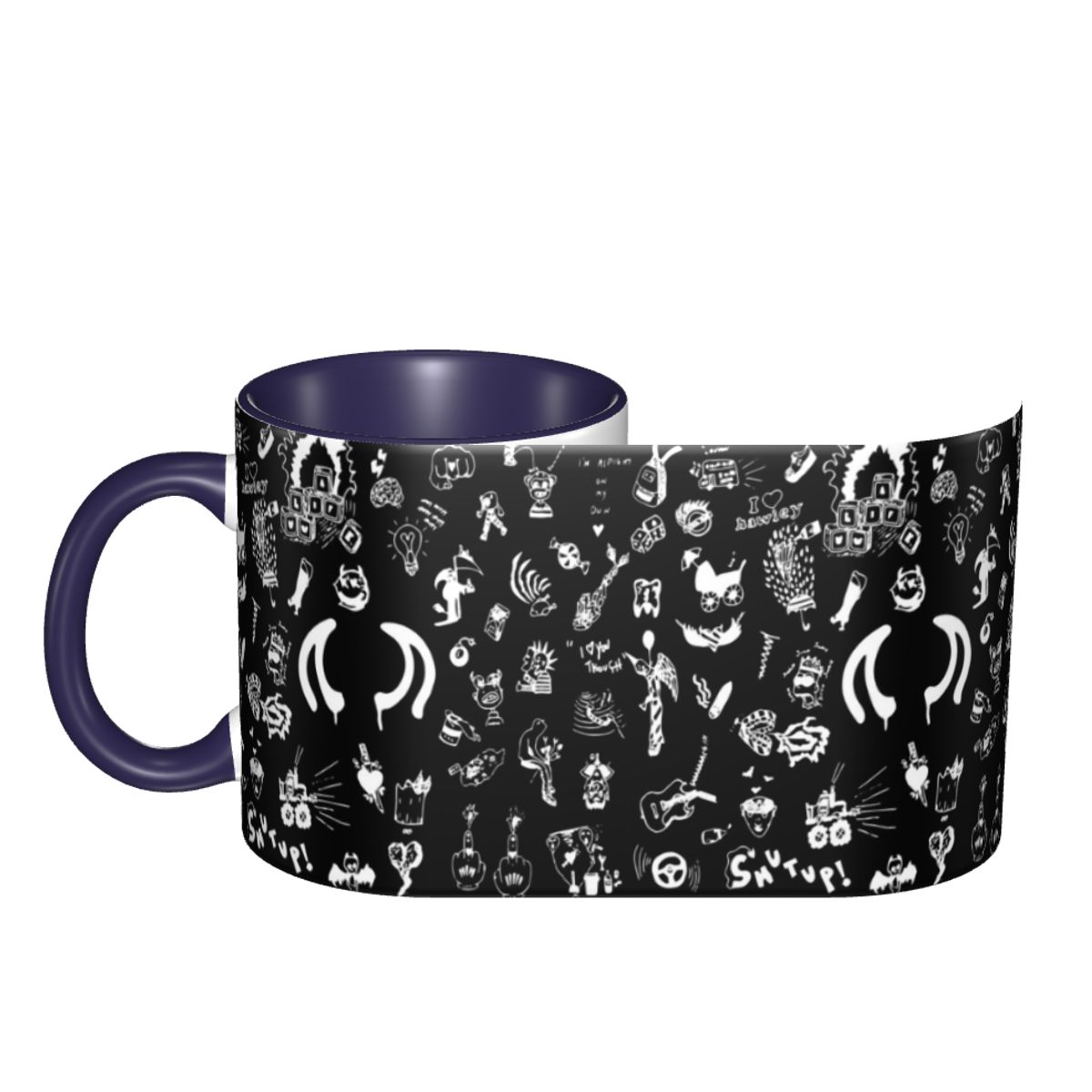 Coffee Tea Drawing - Yungblud Çizimleri Dövme Desenli Kupa Komik