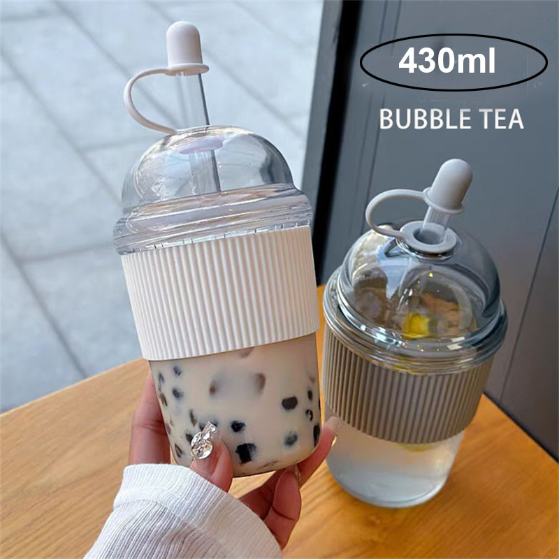 Coffee Tea Boba - 430ML Pipetli Kapaklı Bardak, Bubble Boba