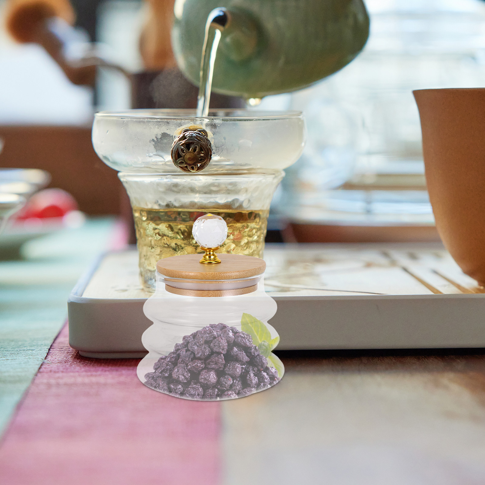 Coffee Tea Bean Leaf - Şeffaf Cam Saklama Kavanozu Hava Geçirmez
