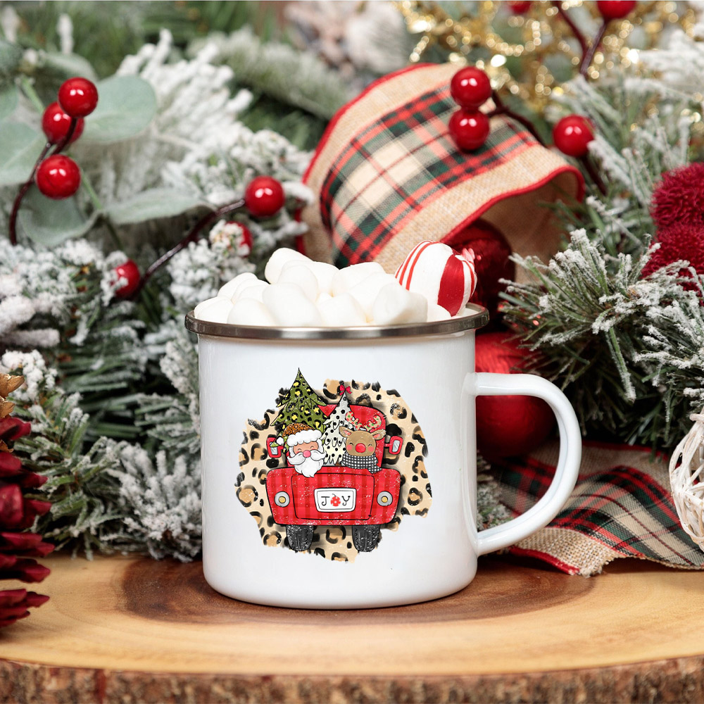 Coffee Tea And Cocoa - Noel sevinç geyik noel baba baskı