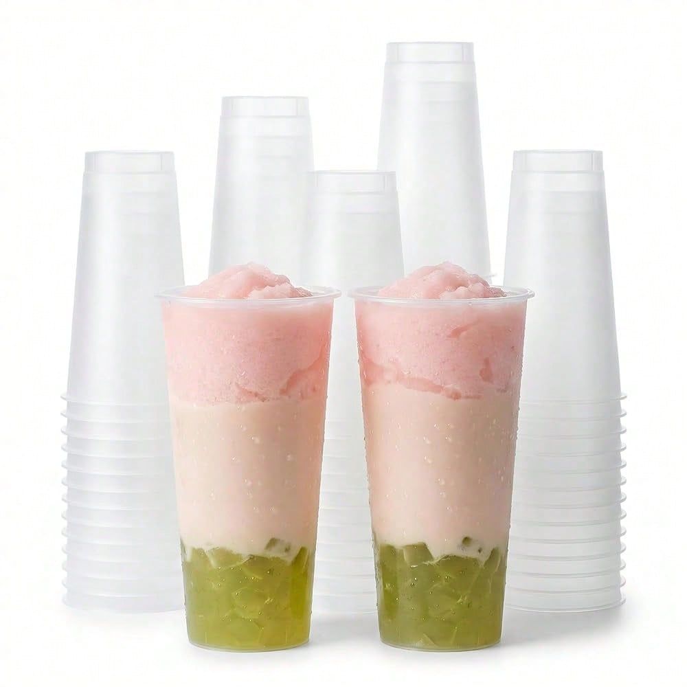 Coffee Tea Boba - Buzlu Sert Plastik Boba Çay Bardakları,