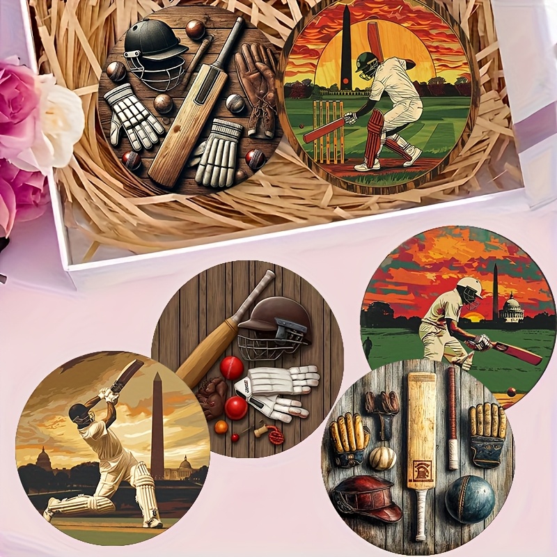 Coffee Tea Etc - 6 adet Retro Kriket Spor Teması