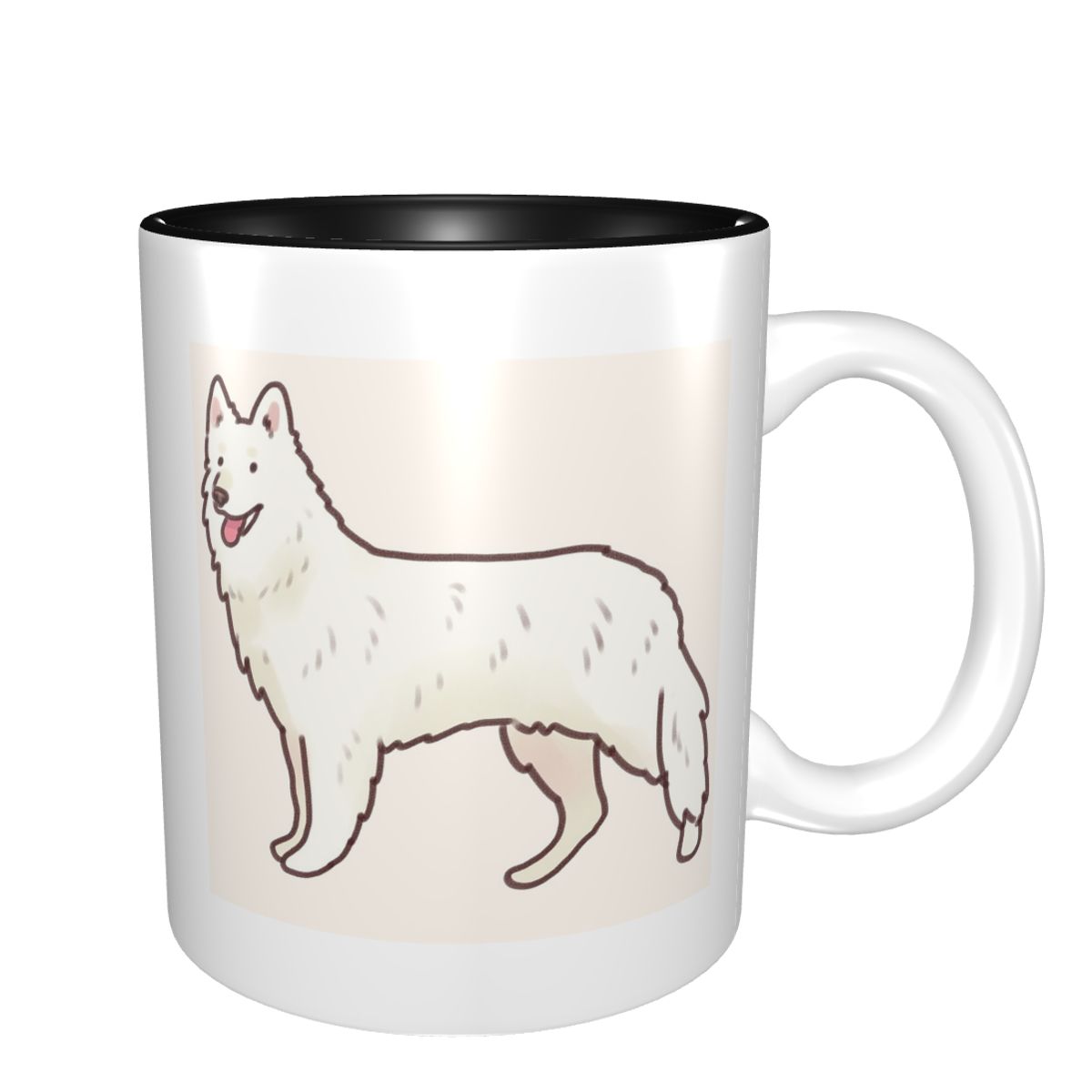 Coffee Tea Drawing - Beyaz İsviçre Çoban Çoban Köpeği Çizim