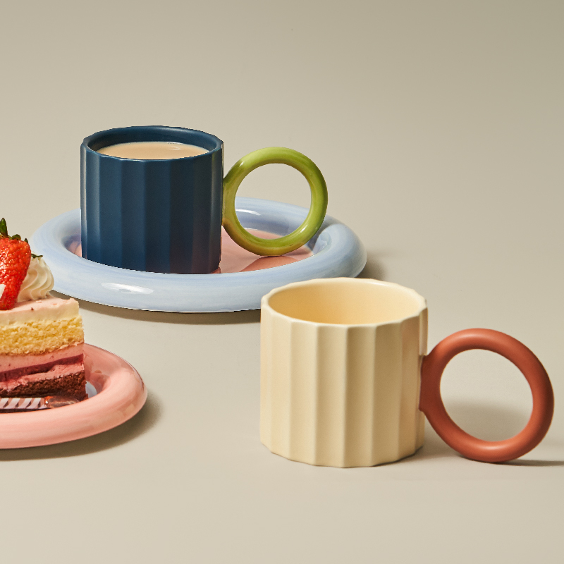 Coffee Tea Japan - Büyük kulp japon seramik kahve kupa