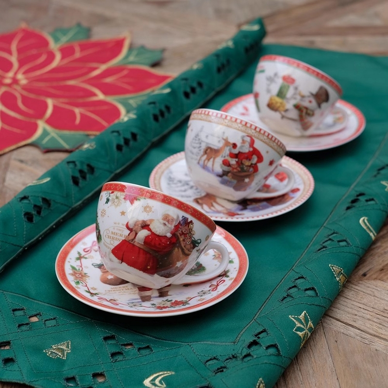 Coffee Tea And Cocoa - Seramik noel tatil kahve fincanı ve
