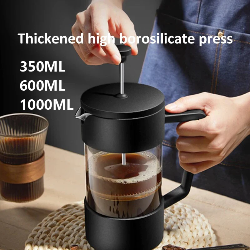 French Press Glass - 350/600/1000ML Fransız Pres Kahve Makinesi, Kalınlaştırılmış