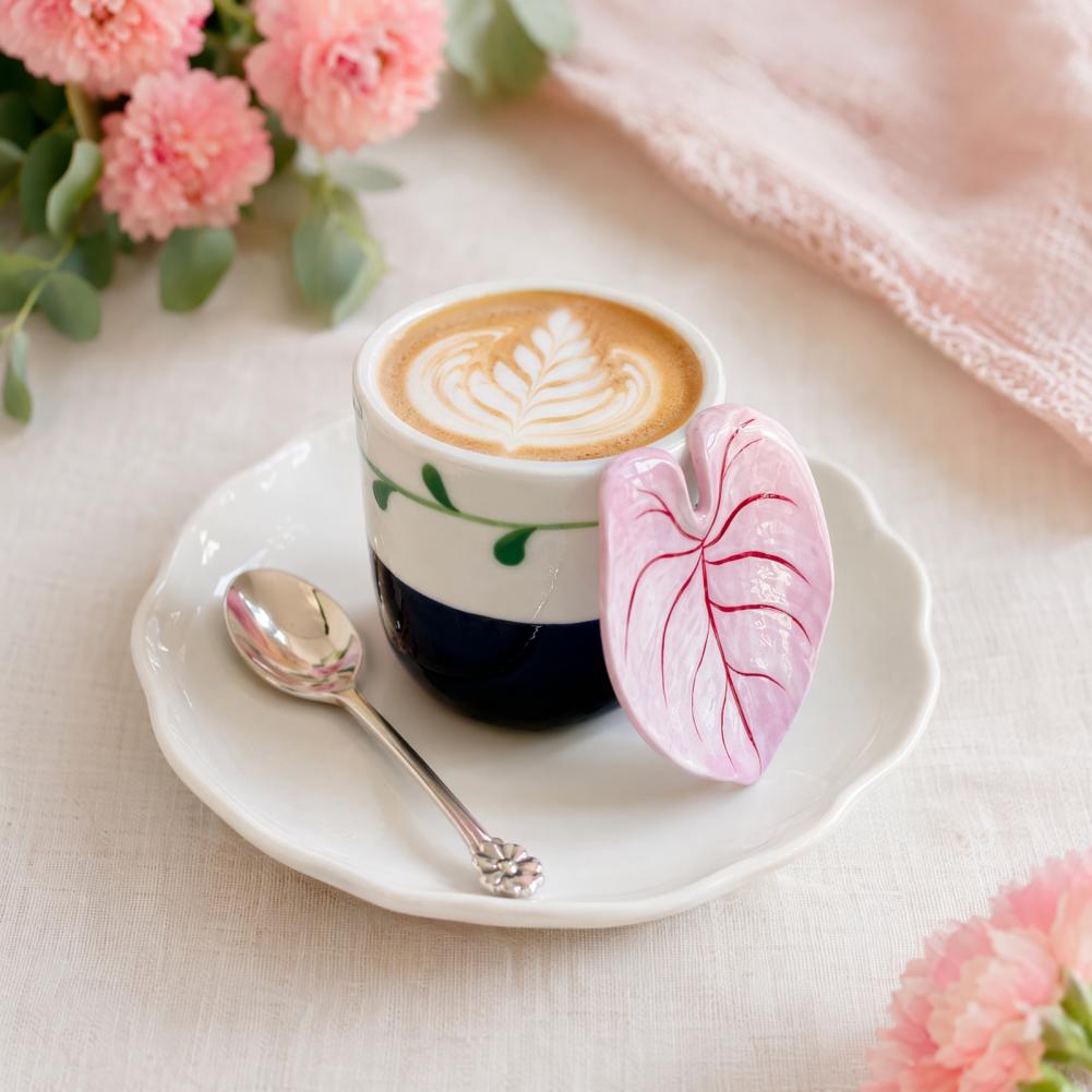 Coffee Tea For Plants - Seramik Kahve Fincanı 3D Yaprak Saplı