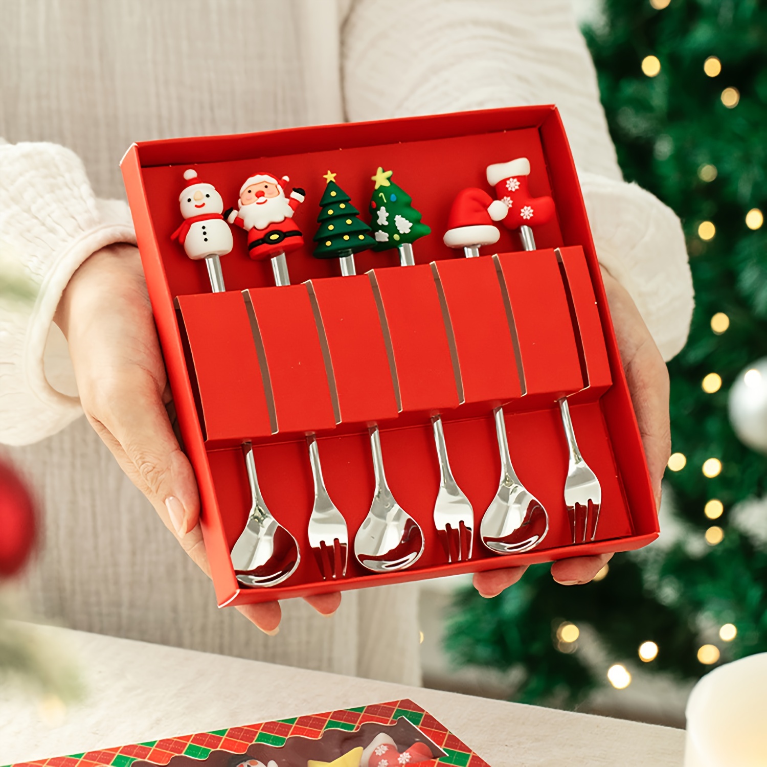 Coffee Tea Games - 1 Set Yaratıcı Noel Çatal ve