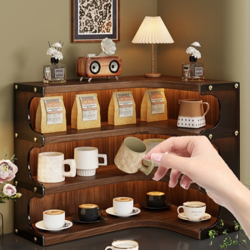Coffee Tea Cups - Ahşap Bardak Tutucular Masaüstü Bardak Depolama