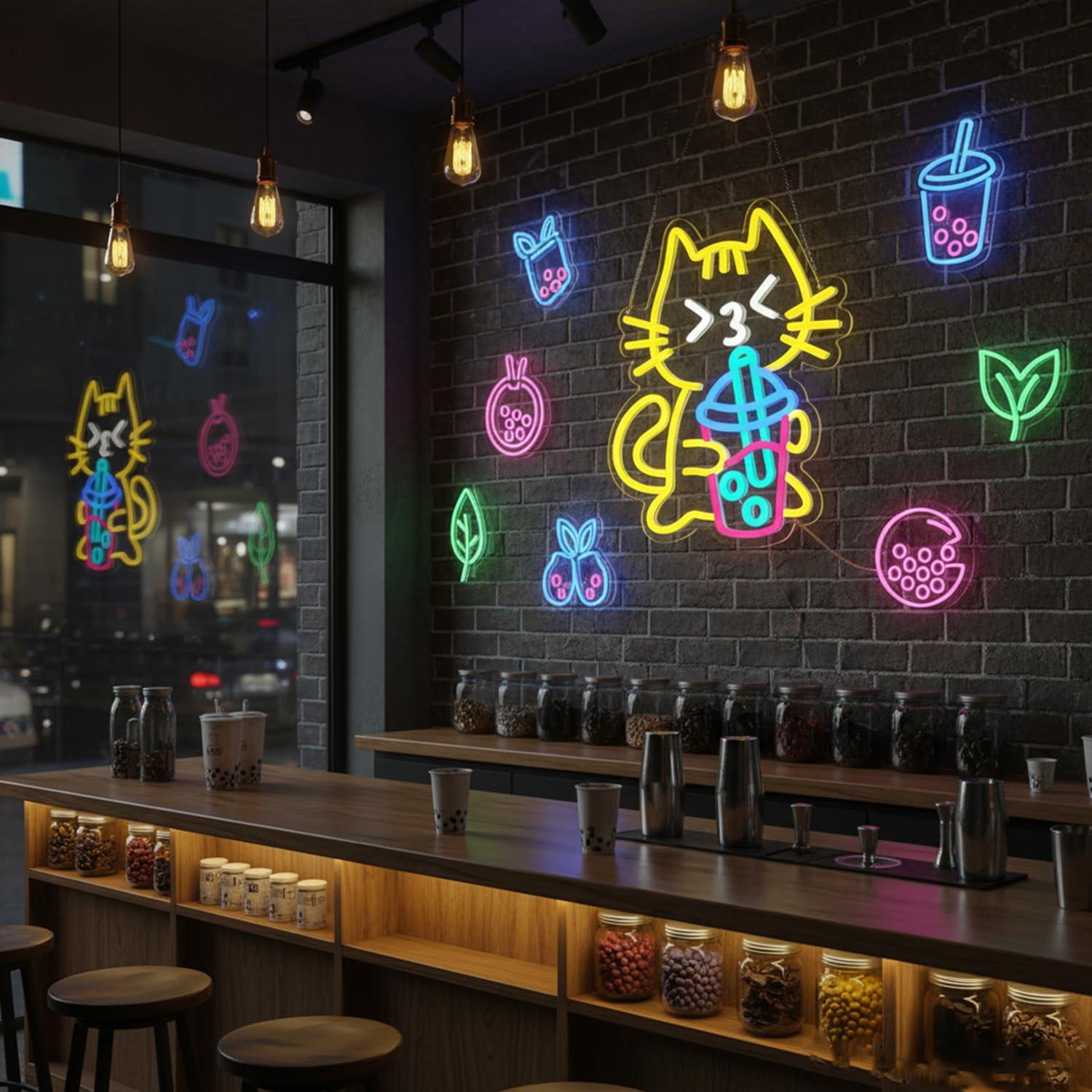 Kedi Boba Çayı Neon Tabelası S - Coffee Tea Boba incelemesi ve fiyatı